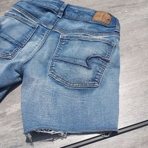 American Eagle Distressed Hem Midi Shorts